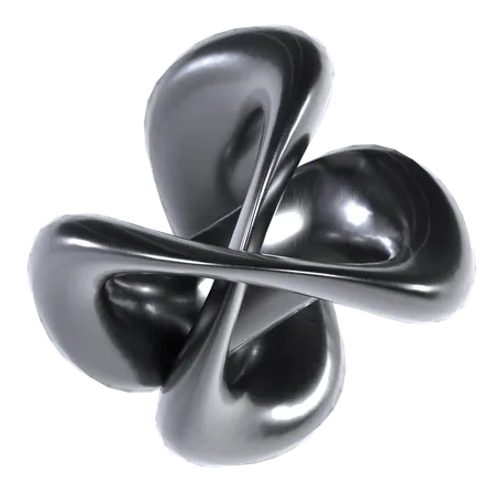 Flower Abstract Chrome Shape  3D Icon