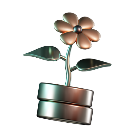 Flower at Coin  3D Icon