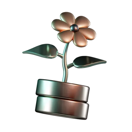 Flower at Coin  3D Icon