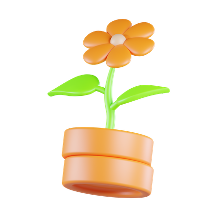 Flower At Coin  3D Icon