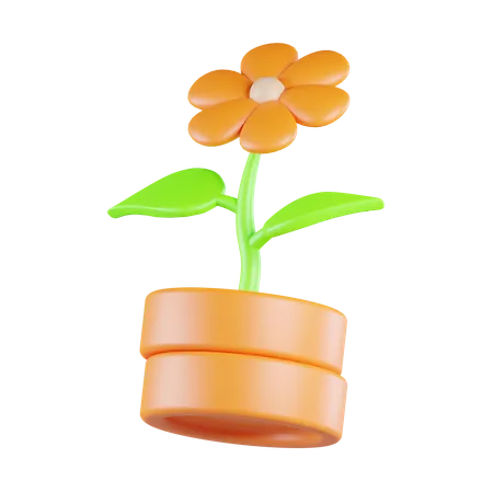 Flower At Coin  3D Icon