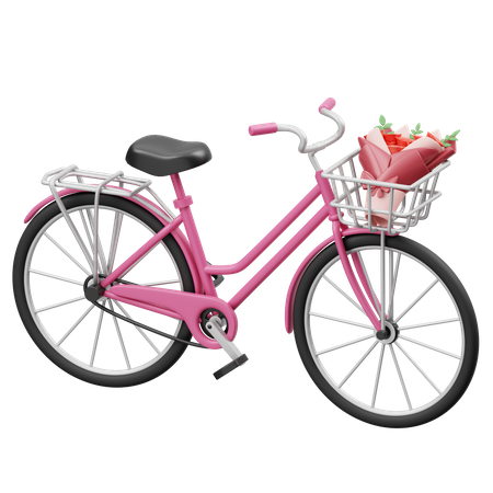 Flower Bicycle Delivery  3D Icon