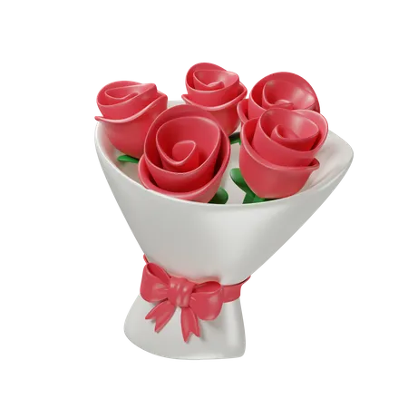 Rose Bouquet Icon 3 D Render Illustration For Valentines Day 3D Icon