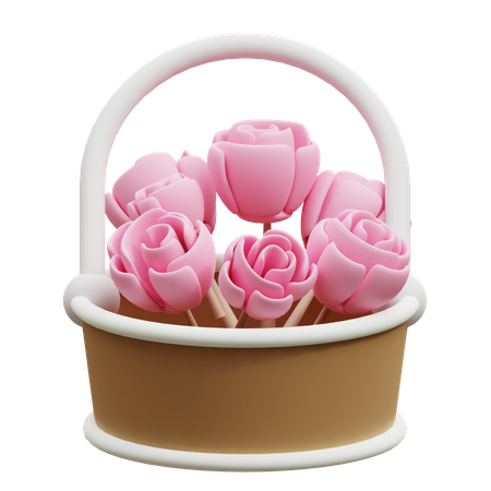 Flower Bucket  3D Icon