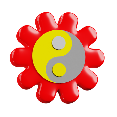 Flower Decoration with Yin and Yang  3D Icon