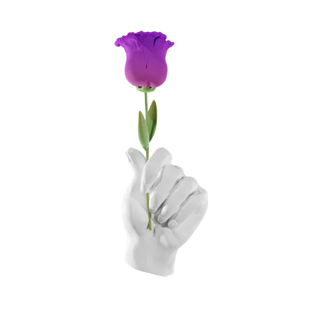 Flower Holding Gesture 3D Illustration