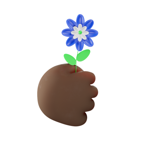 Flower Holding Hand Gesture 3D Illustration