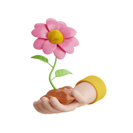 Flower In Hand  3D Icon