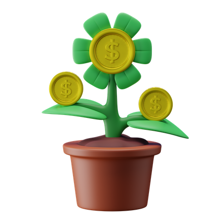 Flower Investment Growth  3D Icon