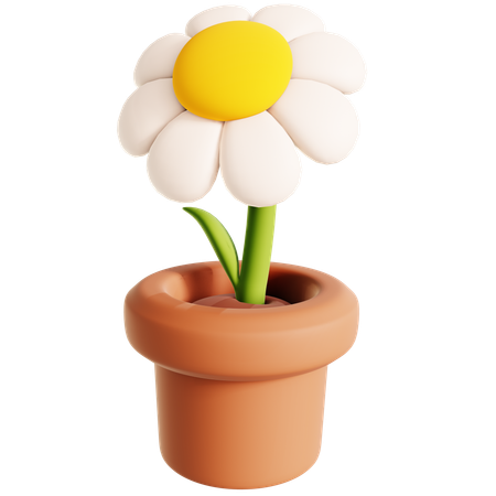 Flower on a Pot  3D Icon