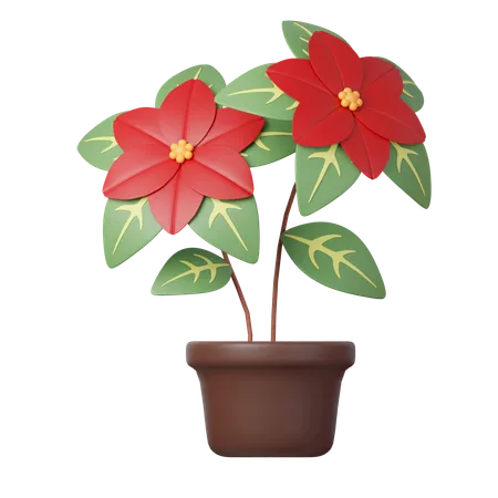 3 D Christmas Flower Pot Icon Minimal Decorative Festive Conical Shape Tree New Years Holiday Decor 3 D Design Element In Cartoon Style Icon Isolated On White Background 3 D Illustration 3D Icon
