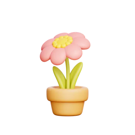 3 D Flower Pot Spring Season Garden Flower 3D Icon