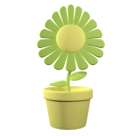 Flower In Pot With Editable Color And Transparent Background 3D Icon