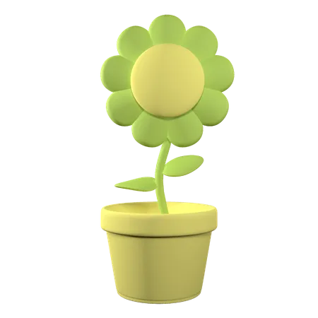 Flower In Pot With Editable Color And Transparent Background 3D Icon