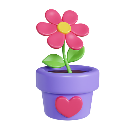 Flower Pot Cute  3D Icon