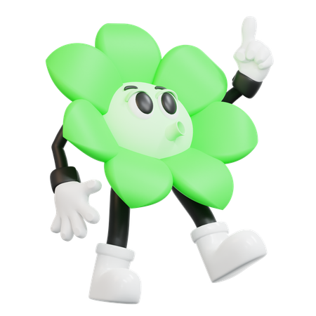 Flower Retro Character One  3D Illustration