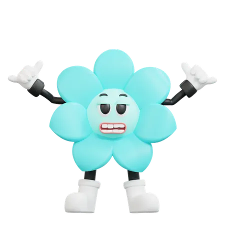 Flower Retro Character Pose  3D Illustration