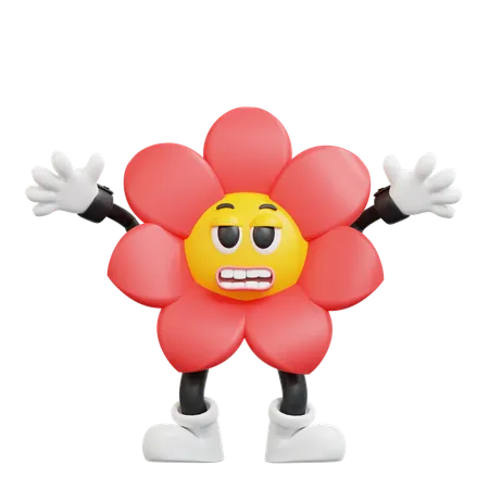 Flower Retro Character Spooky  3D Illustration