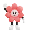 Flower Retro Character Waving Hand