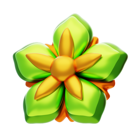 Flower Shape Green Has 5 Petals  3D Icon