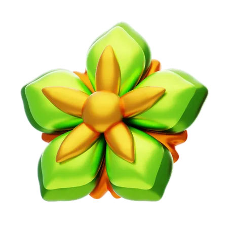 Flower Shape Green Has 5 Petals  3D Icon