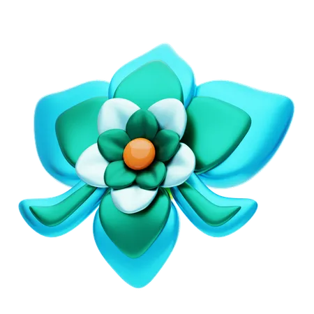 Flower Shape Has A Beautiful Ocean Blue Color  3D Icon