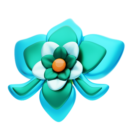 Flower Shape Has A Beautiful Ocean Blue Color  3D Icon