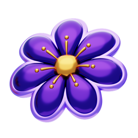 Flower Shape Has A Dark Purple Color  3D Icon