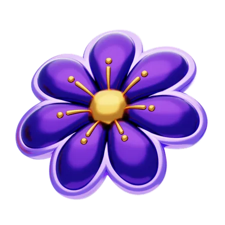 Flower Shape Has A Dark Purple Color  3D Icon