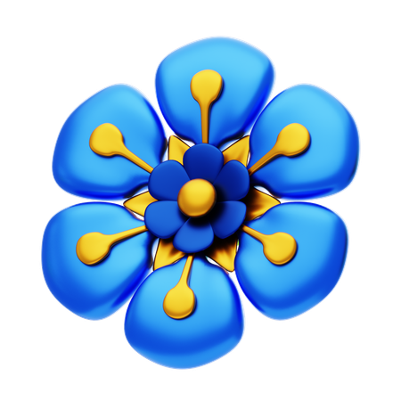 Flower Shape Has A Dazzling Blue Color  3D Icon