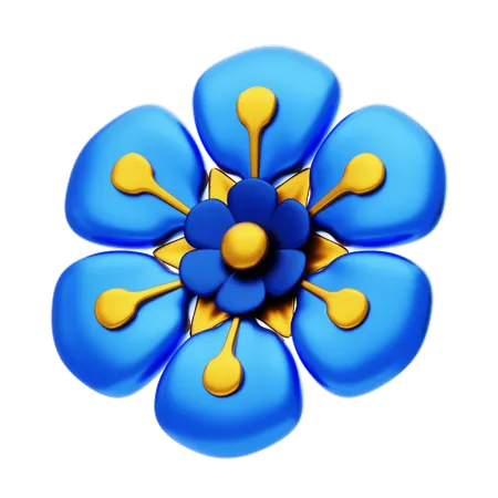 Flower Shape Has A Dazzling Blue Color  3D Icon