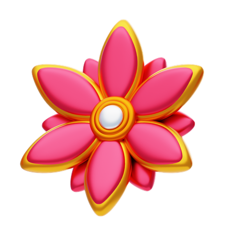Flower Shape Has A Gold Border  3D Icon