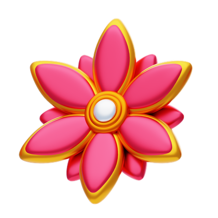 Flower Shape Has A Gold Border  3D Icon