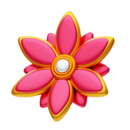 Flower Shape Has A Gold Border  3D Icon