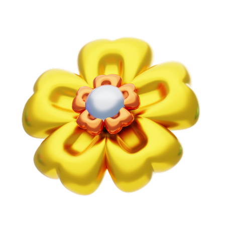 Flower Shape Has A Magnificent Gold Color  3D Icon