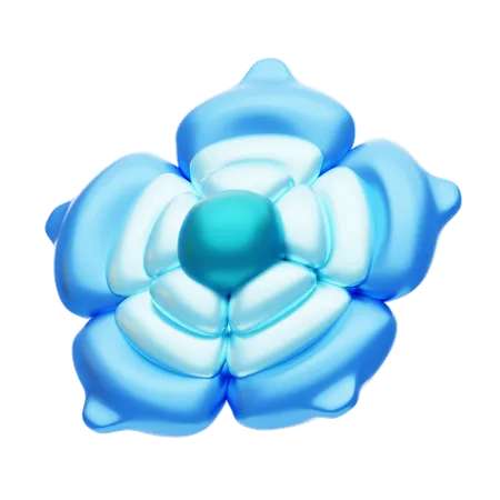 Flower Shape Has A Refreshing Blue Color  3D Icon