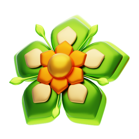 Flower Shape Has A Refreshing Green Color  3D Icon