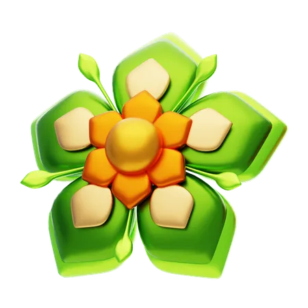 Flower Shape Has A Refreshing Green Color  3D Icon