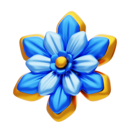 Flower Shape Has An Elegant Blue Color  3D Icon