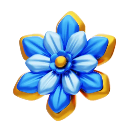 Flower Shape Has An Elegant Blue Color  3D Icon