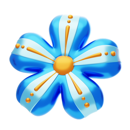 Flower Shape Has Blue Petals With Gold Shades  3D Icon