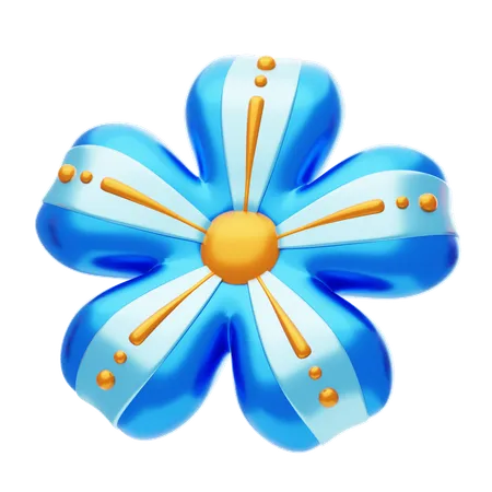 Flower Shape Has Blue Petals With Gold Shades  3D Icon