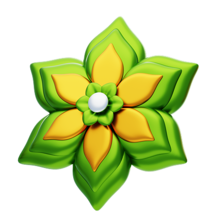 Flower Shape Has Layered Green Petals  3D Icon