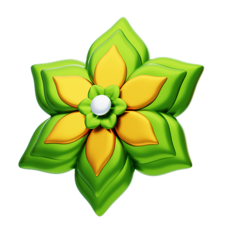 Flower Shape Has Layered Green Petals  3D Icon