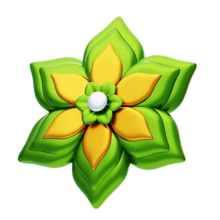 Flower Shape Has Layered Green Petals  3D Icon