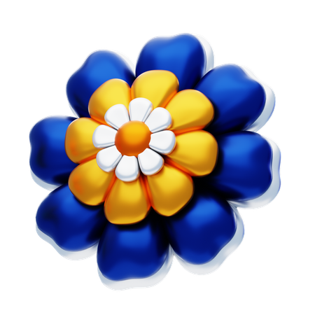 Flower Shape Has Night Blue And Gold Colors  3D Icon
