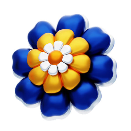 Flower Shape Has Night Blue And Gold Colors  3D Icon