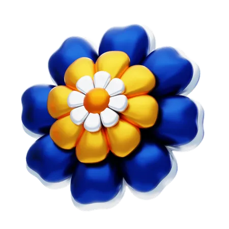 Flower Shape Has Night Blue And Gold Colors  3D Icon