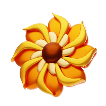 Flower Shape Has Orange Layered Petals  3D Icon