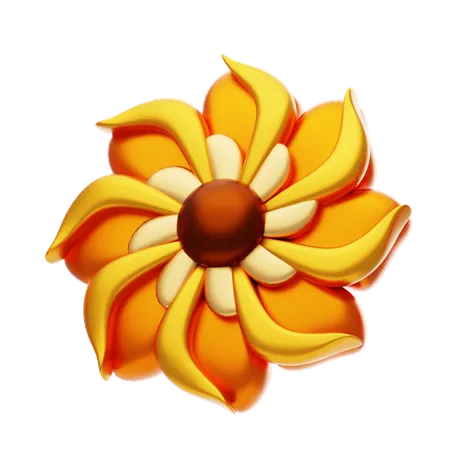 Flower Shape Has Orange Layered Petals  3D Icon